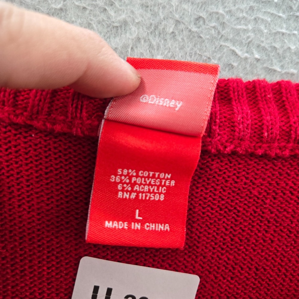 Disney Women Sweater Large Red‎ Mickey Mouse Christmas Holiday Long Sleeve - Picture 7 of 8
